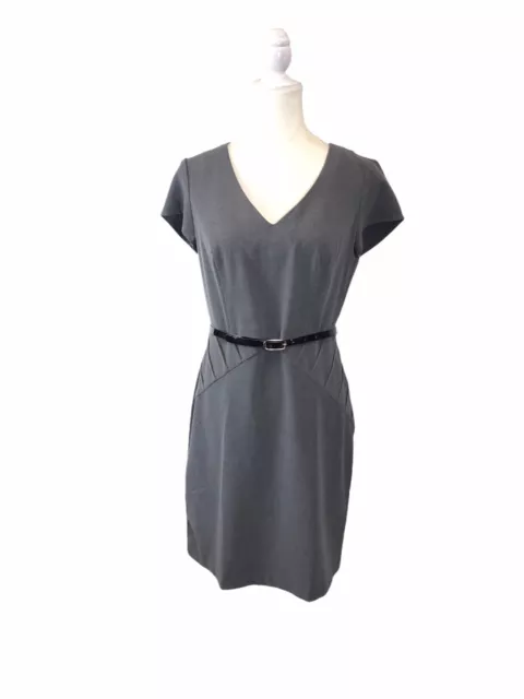 Soho Apparel Ltd. Women's Size 6 Short Sleeve Sheath Dress Gray Belted Career