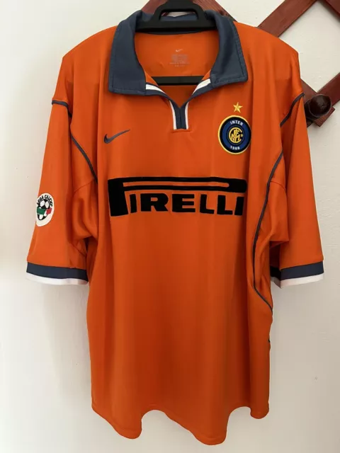 Maglia Shirt Inter 2000 2001 Vieri 32 Third Terza Arancione Nike XL Pirelli