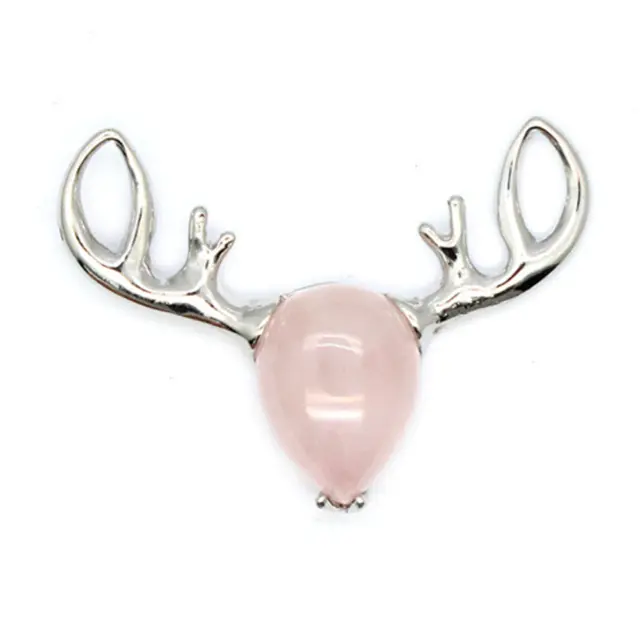 Natural gem crystal agate healing chakra stone pearl deer pendant necklace