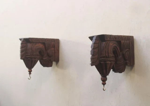 2 Wooden wall Corbal Small Bracket Pair Corbel Wall Hanging Shelf Support Shelf 2