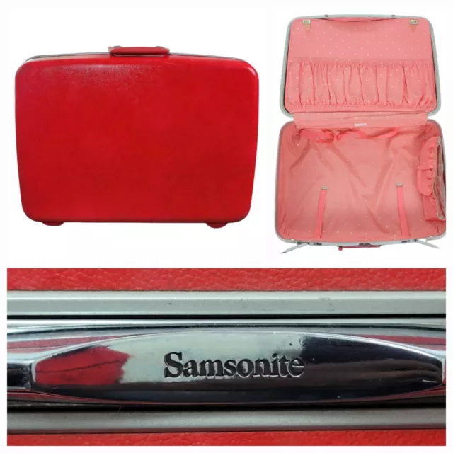 Vintage Samsonite Hard Shell Luggage Suitcase Carry On Bag Hot Pink 24x16