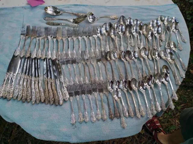99 pieces FB Rogers Grand Antique Silverplate Flatware serving pieces