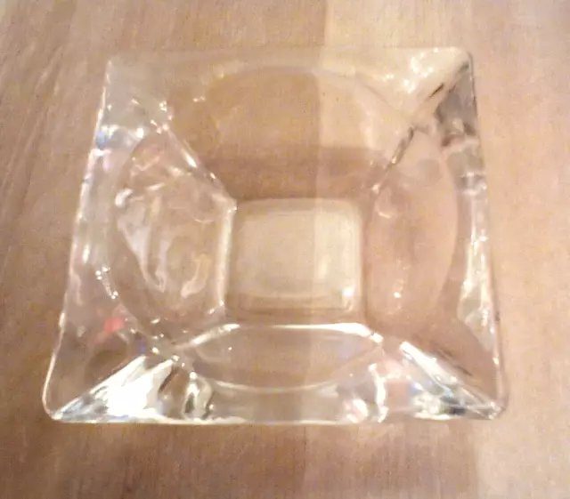 Vintage Ashtray Clear Glass  Square 3.5" Mid Century Modern Retro