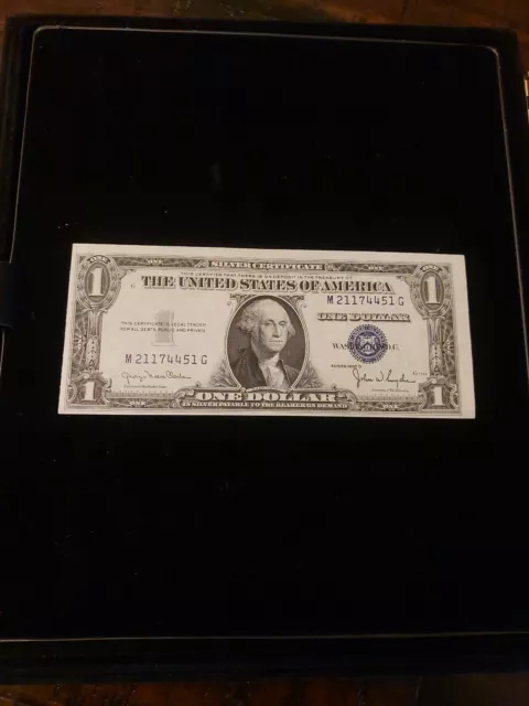 $1 1935-D 1 M/G Block Blue Seal Silver Certificate Choice Unc Narrow Blue Seal