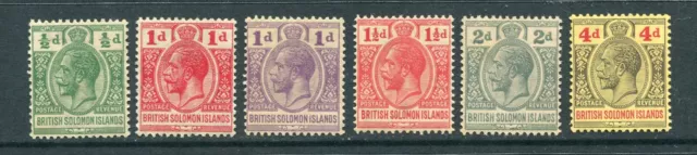 British Solomon Islands: 1922-31  George V 6 values to 4d MLH (EQ326)