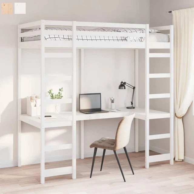 BUNK BED SINGLE High Sleeper Loft Cabin Bed Wood Frame Children Kids ...