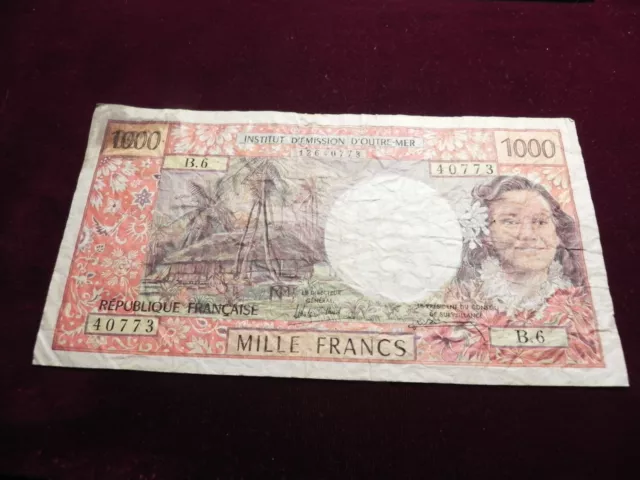 TAHITI--Vintage 1000 Mille Francs Bank Note==French Polynesia Note Papeete