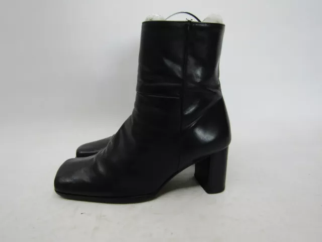 NINE WEST Womens Size 6.5 M Black Leather Zip Ankle Fashion Boots Booties