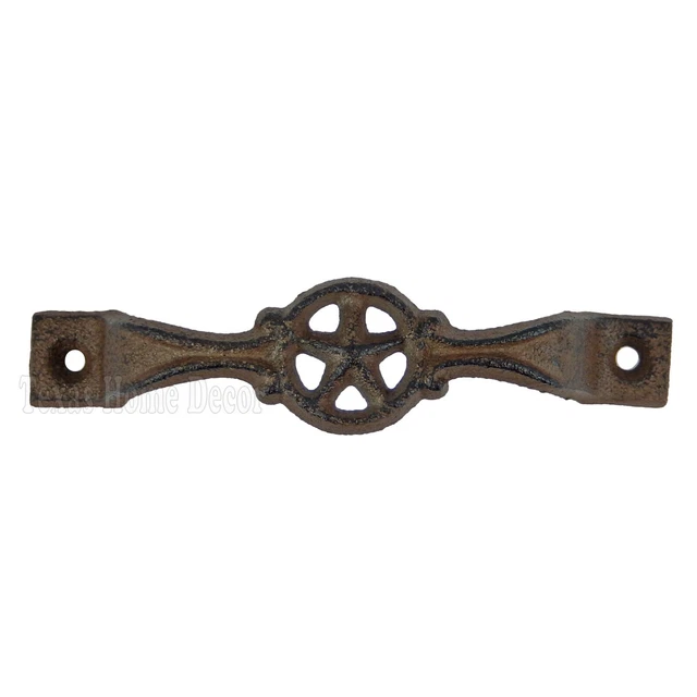 6 Star Handles Cast Iron Antique Style Rustic Barn Gate Drawer Pull Shed Door 4