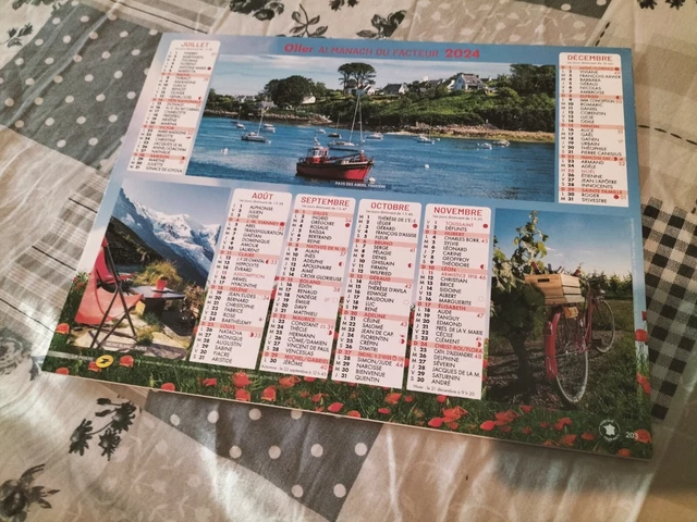 Calendrier Almanach 2024 - Voitures Anciennes 2CV, Simca, Ami 6, Peugeot 404, Renault 4
