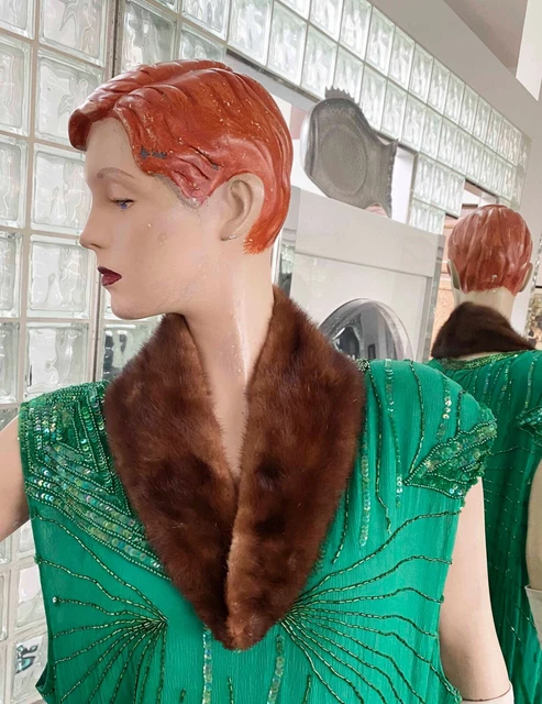 VINTAGE MINK FUR COLLAR 32" long 4" wide Great for Flapper Dress accent