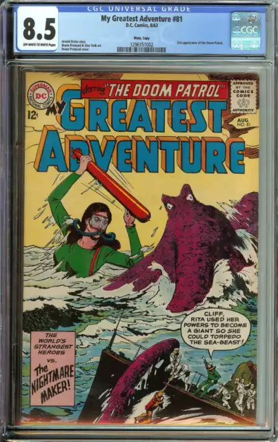 My Greatest Adventure #81 Cgc 8.5 Ow/Wh Pages // 2Nd Appearance Of Doom Patrol