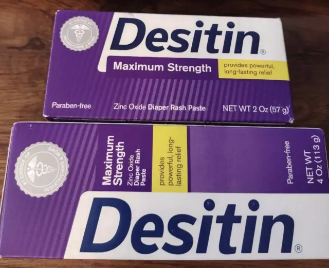 Desitin Diaper Rash Paste Maximum Strength Zinc Oxide 4 oz 2 oz  Exp 10/24 2 Qty