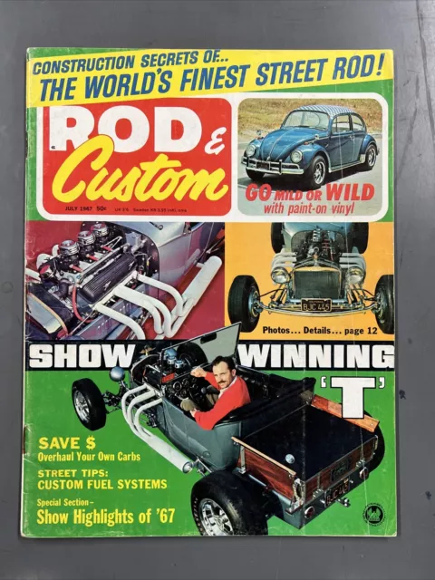 Rod & Custom Magazine July 1967 Vintage Hot Rod Kustom Chop Sled Classic Cars