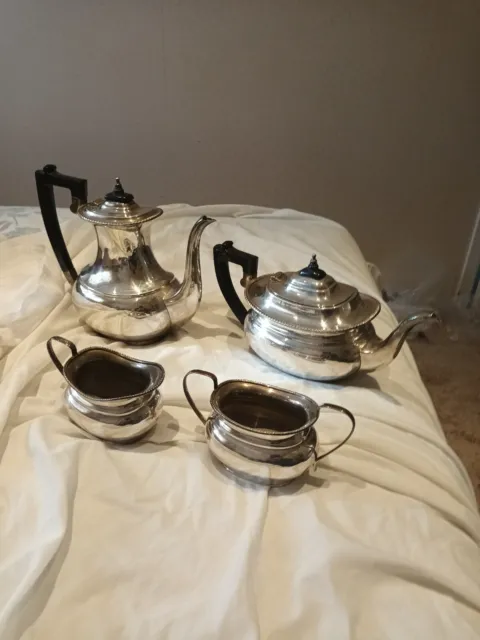 Silver Plate, Garrard, Four-Piece, Mid-Century Tea-Coffee Set, Made In England 2