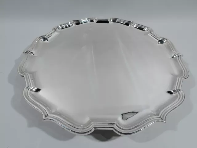 George VI Salver Georgian Piecrust Tray English Sterling Silver Mappin Webb 1945