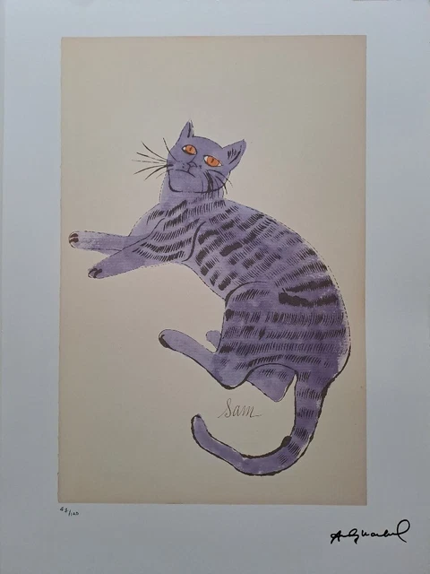Lithographie Signée Andy Warhol - Cat Sam, Certificat D