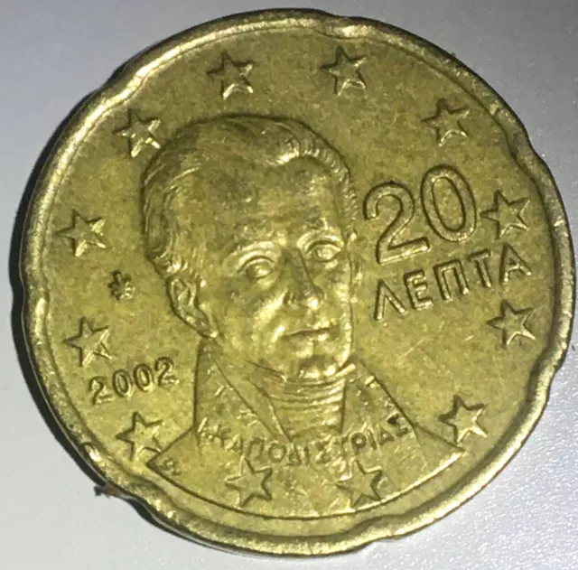 Seltene 20 Cent Münze 2002 Griechenland ,,Material -Fehlprägung‘‘