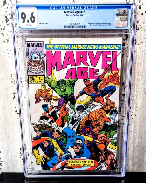 Marvel Age #12 CGC 9.6 WHITE Pages (Marvel 1984) 1st Spider-Man Black Costume