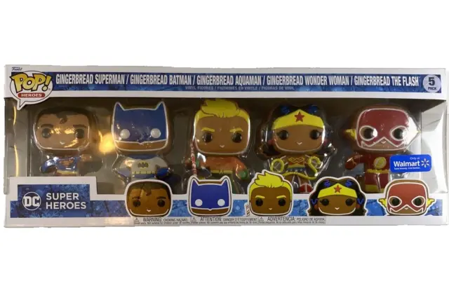 Funko Pop! DC Superheroes Gingerbread 5 Pack Walmart Exclusive Batman Superman