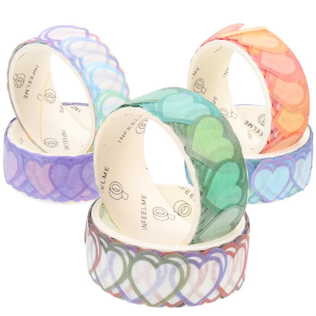 6 rollos decorativos washi en forma de corazón pegatinas mano cuenta calcomanías