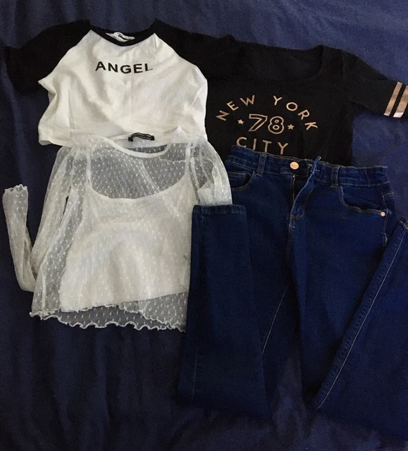 Girls Clothes Bundle 10-11-12yrs Skinny Jeans, Crop Tops, Shein, Select, Denim ￼