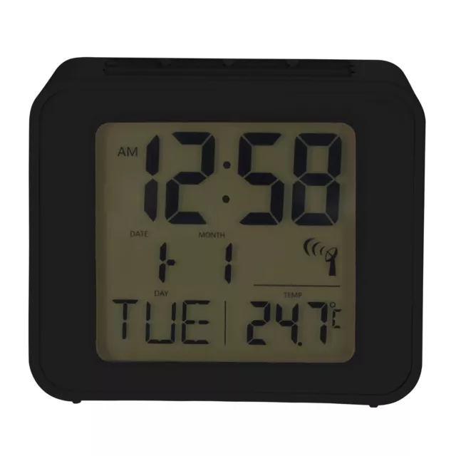 Acctim Cole Digital Alarm Clock Radio Controlled Date Temperature Display Black