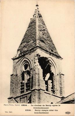 CPA AK 1914… Le clocher de Barcy apres le bombardement MILITAIRE (731191)