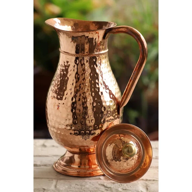 100 PURE COPPER 1 Liter Pitcher With Ayurvedic Health Benefits Water