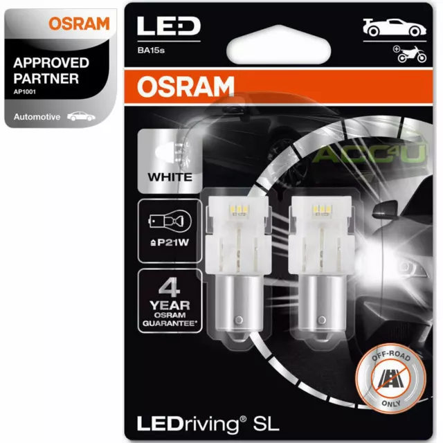 Osram LED P21W White Retrofit Bulbs Lamps 12v 1.4W BA15s 382 21W 7506DWP-02B