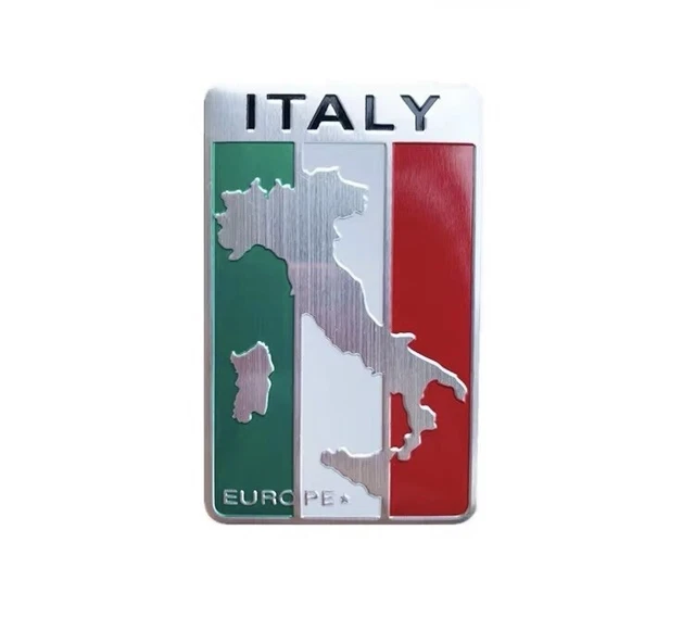 Autocollants Drapeau Italien Aluminium - 2x11,4cm + 2x3cm - Pour Voiture, Garde-Boue, PC