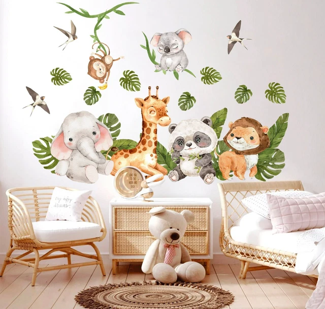 BABY SAFARI ANIMALS Jungle Lion Elephant Koala Wall Decal Sticker for