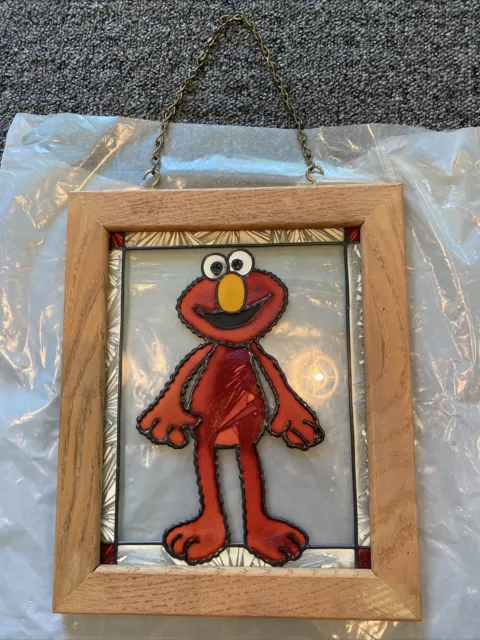 Elmo Stained Glass Wood Frame 12x10" Sesame Street Decor