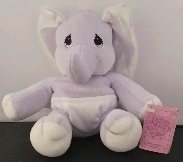 1999 Millenium Precious Moments Tender Tails Purple Elephant Plush Bean Bag