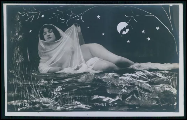 Art Nouveau Good Night French Nude Woman Original Old Early S Photo Postcard Picclick