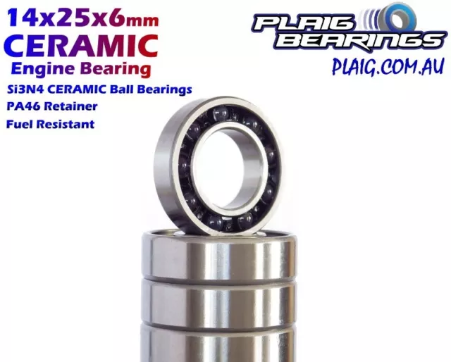 14x25x6mm Open Ceramic Nitro Engine Bearing - No Seals - Precision Bearings