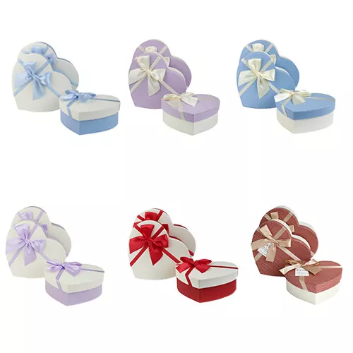 Rigid Luxury Gift Box, Heart Shaped Gift Box With Satin Bow Ribbon