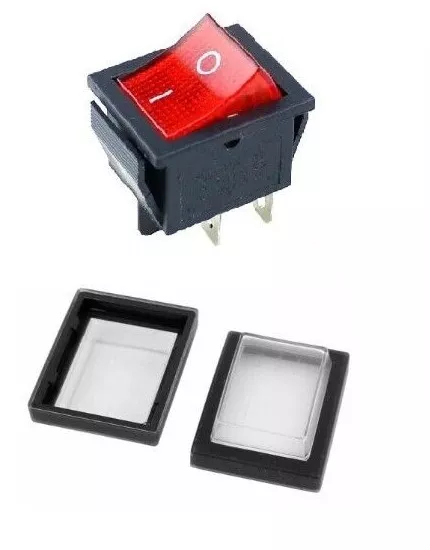 2 Position Rocker Switch ON-OFF, 4 Pins, 16A 250V AC ,DPST with Waterproof Cap