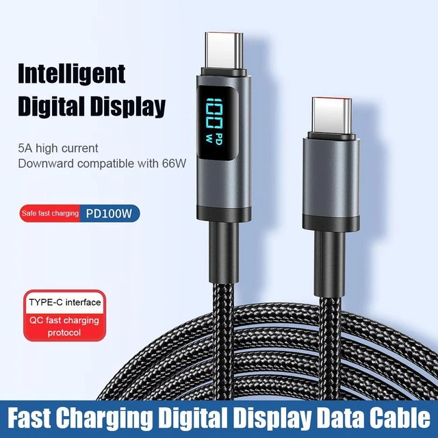 Xingdianfu Cavo USB C a USB C PD 100 W, cavo di ricarica rapida, indicatore LED tipo C, caricatore (0,5 m