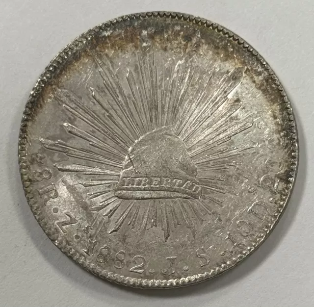 1882 Zs Zacatecas Mexico Silver 8 Reales CH AU