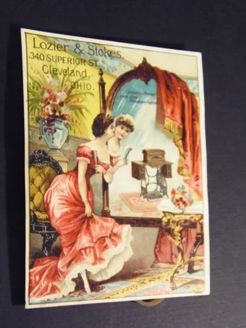 New Home Sewing Machine, Lozier & Stokes, Cleveland, Ohio Victorian Trade Card