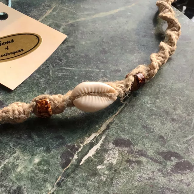 Wide Hemp weaved Choler/Anklet 12”  with a half sea shell  Hippie Hand Made 3