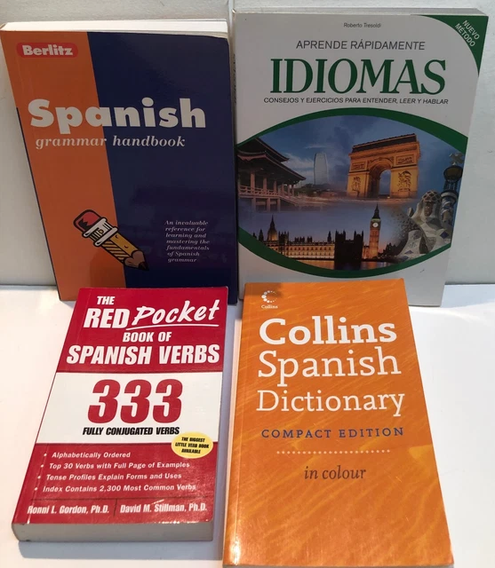 4 SPANISH GRAMMAR Books Pocket Verbs Idioms Collins Dictionary VGC 24.