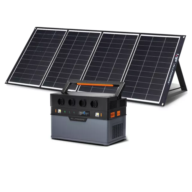 ALLPOWERS 1092Wh Tragbares Powerstation & 200W Solarpanel für Home Notfall Camp