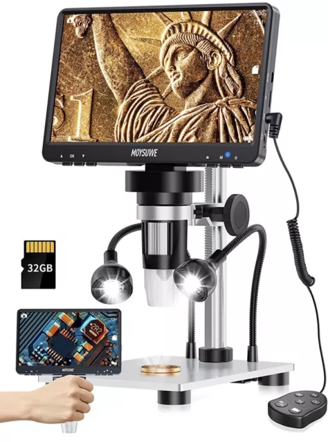 7 Inch 1080p Digital Microscope 12mp With Video Recorder Camera...