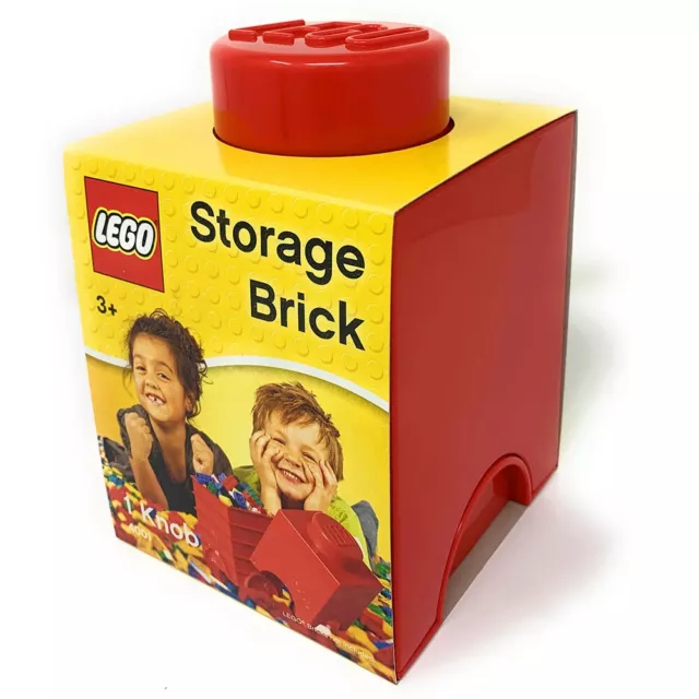 LEGO STORAGE BRICK RED - 12.5cm x 12.5cm x 18cm - 1 x 1 BRICK STUD/KNOB NEW RARE
