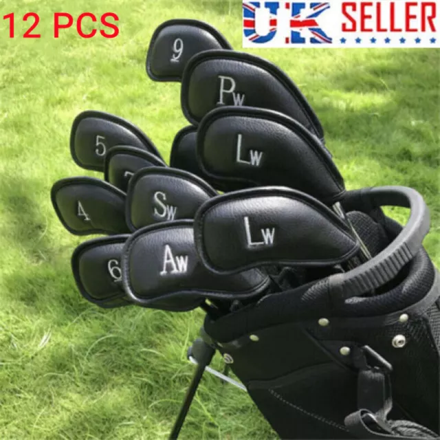 Leather Golf Headcovers Irons Set 12 Pcs Club Iron Head Covers Driver Mallet UK