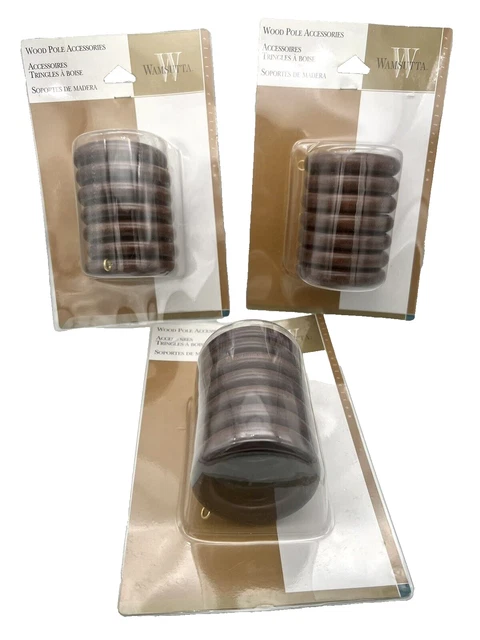 Wamsutta Wood Curtain Drapery Rings 3 Packs Hook Eyes Pole Rod Rings Boho Walnut