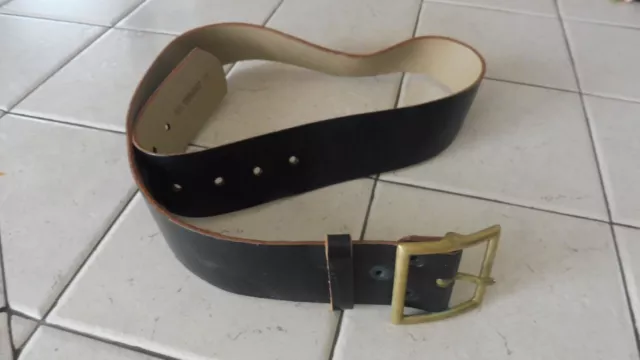 Nwot Bolen Usa Black Leather Garrison Duty Belt Size 34 X 1 3/4" Brass Buckle