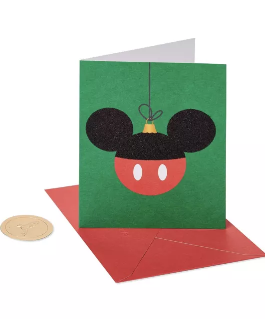 4 NEW Papyrus "MICKEY MOUSE HOLIDAY ORNAMENT" Christmas Greeting Cards